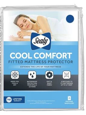 Sealy Cool Comfort White Fitted Mattress Protector